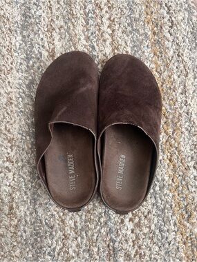 Steve Madden Dark Brown Suede Slip-On Clogs